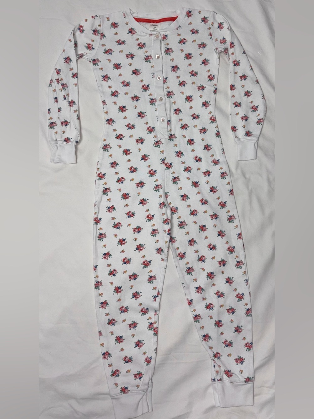 Boden girls one piece pajama/union suit w/delicate floral print sz 8